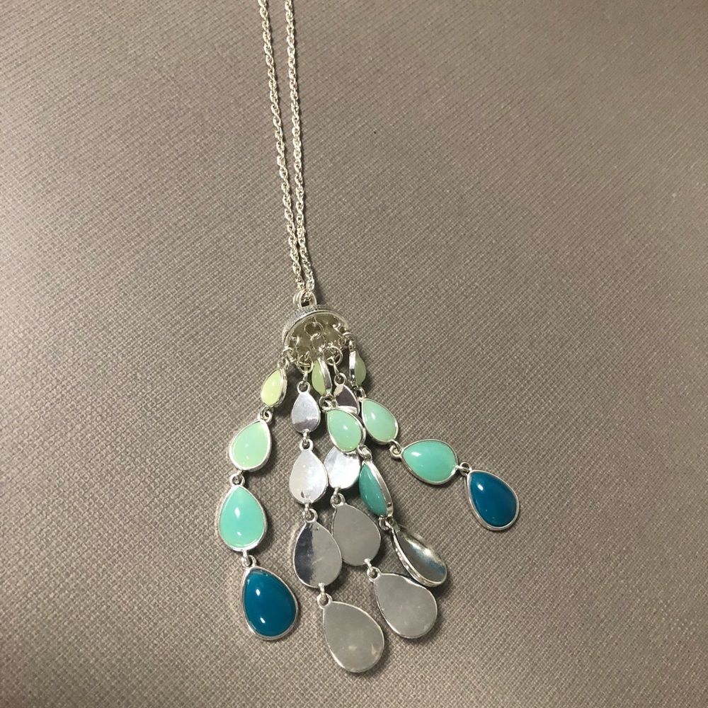 MAKE OFFER! JCPENNEY LIZ CLAIBORNE BLUE SILVER LONG NECKLACE
